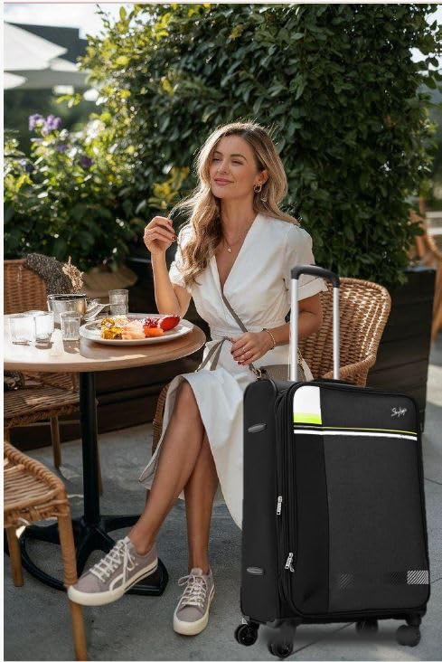 Image of Skybags Autumn Polyester 8 Wheels Trolley Bag with Anti-Theft Zipper & 3-Digit Lock | 5 Year Warranty (Black, Large (78 cm))