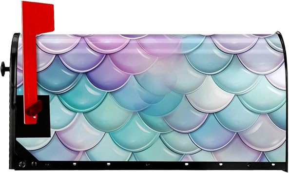 Mailbox Covers Colorful Sea Mermaid Scale Pattern Mailbox Covers Magnetic Large Size 25.5 x 21 in Decorative Mailbox Cover Letter Box Wraps for Patio Garden Outdoor Yard