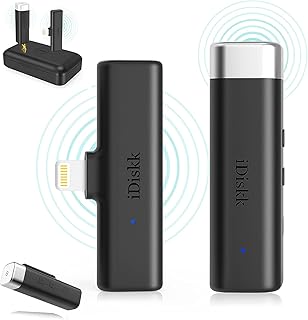 iDiskk Plug-Play Wireless Lavalier Microphone for iPhone/iPad with Charging Case(1800mah) Lapel Clip-on Mic by MFi Certified Mic for interview TikTok YouTube Video Recording(No App or Bluetooth)