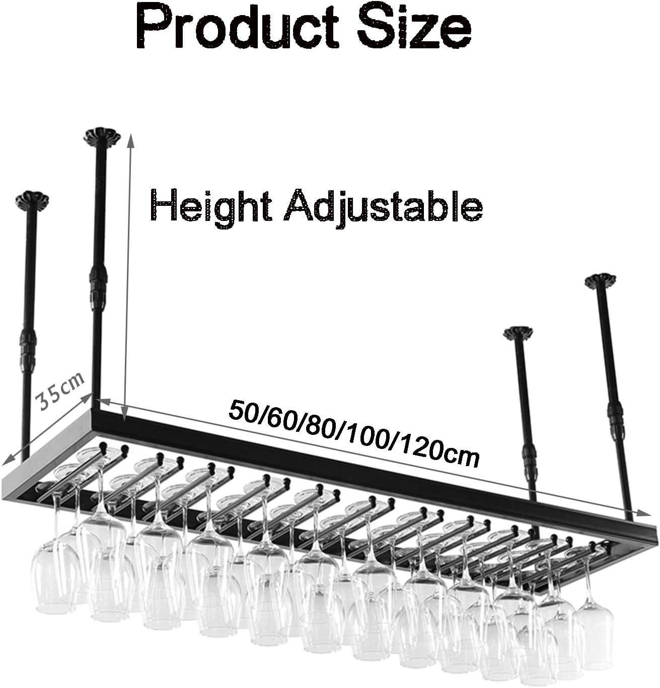 Hanging Glass Storage Rack Organizer,Creative Wine Glass Hanger,Metal Wine Glass Rack Holder Stand,for Wine Cellar Storage,Organizer,Display,Color1-80x35cm