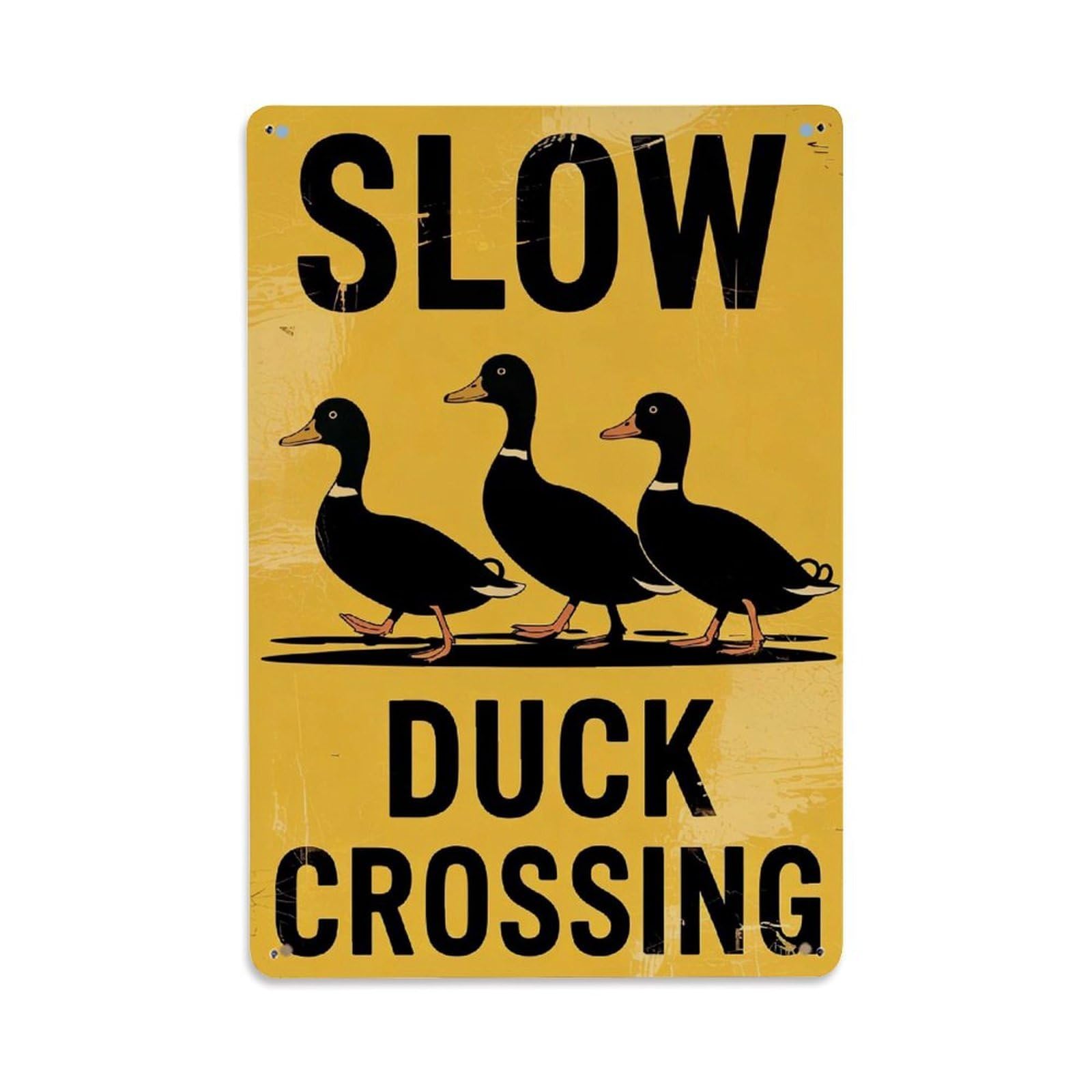 Jdfenggu Vintage Slow Duck Crossing Sign Pattern Retro Metal Tin Sign, Decor Art Poster For Bar, Home, Man Cave, Kitchen, Laundry Room Gift 8X12inch