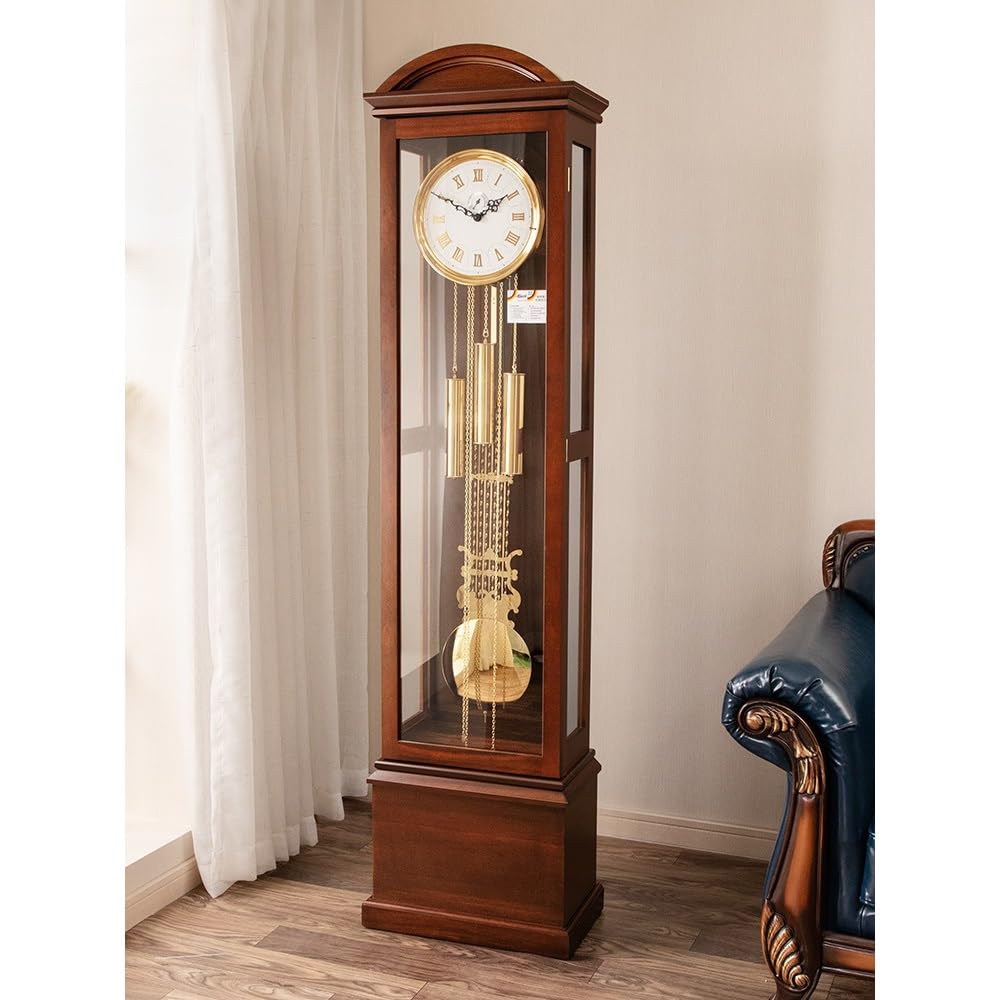 Decorativo Reloj de mesa simple piso mecánico madera maciza para la oficina