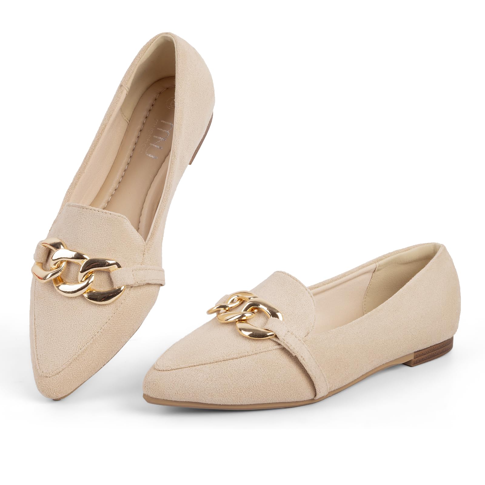 MUSSHOE Women's Loafers Comfortable Fashion Chain Flats Shoes for Women