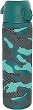 Ion8 Water Bottle, 500ml/18oz, Slim Leak Proof & BPA-Free Drinking Bottle, Secure Lock Prevents Spills, Dishwasher Safe, Carry Handle, Ideal for Adults & Kids - Travel, Gym & School, Aqua, Camo