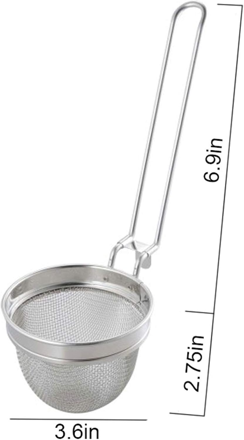 Leaky Spoon Fine Mesh Stainless Steel Colander Filter Spoon Kitchen Filter Tool Diameter 3.6 Inches (Silver Color) Colander