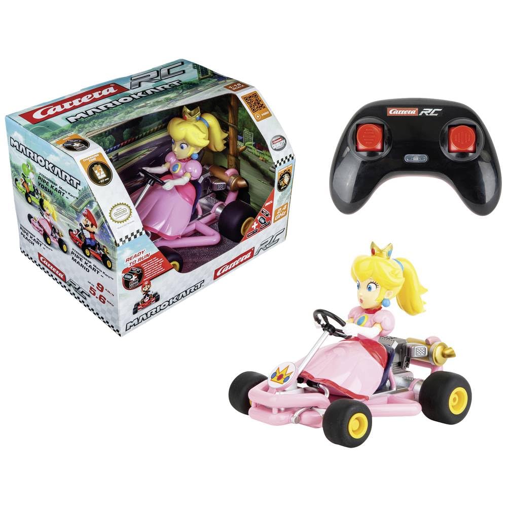 Carrera - 370200986P RC I Mario Kart I Pipe Kart Peach 24GHz Original Lizenz-Kart für spannende Rennen I Langlebige robuste Konstruktion I Höchstgeschwindigkeit 9 km/h