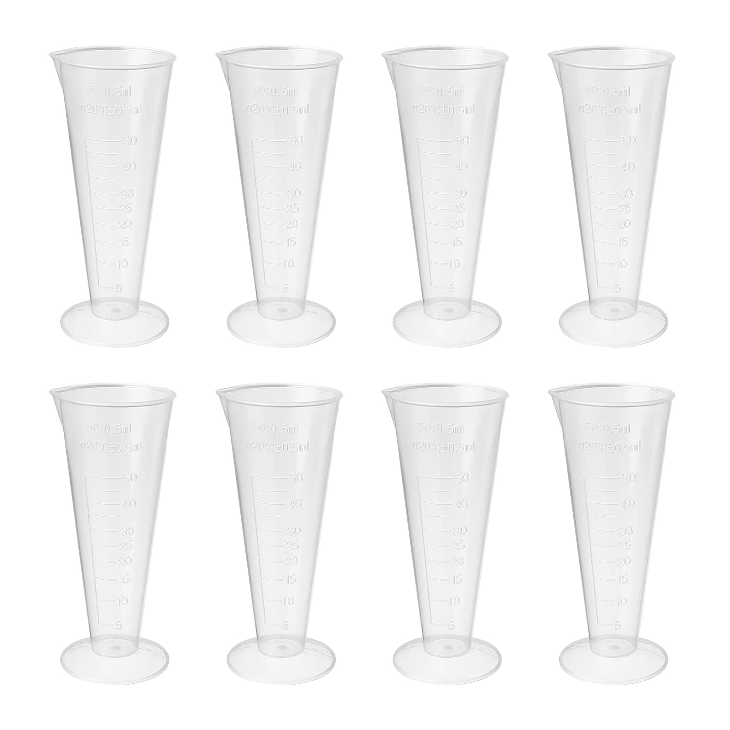 Othmro 50ml Measuring Cup Lab Graduated, 8pcs Plastic Conical Beaker Measuring Jug for Lab Measure Baking Cooking Tool