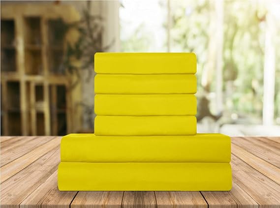 Elegant Comfort Luxury Soft Bed Sheets 1500 Premium Hotel Quality Microfiber Softness Wrinkle and Fade Resistant (6-Piece) Bedding Set, Full, Yellow