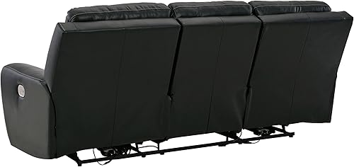 Miniatura 5 de Signature Design by Ashley Warlin - Moderno sofá reclinable de piel sintética con reposacabezas ajustable, color blanco