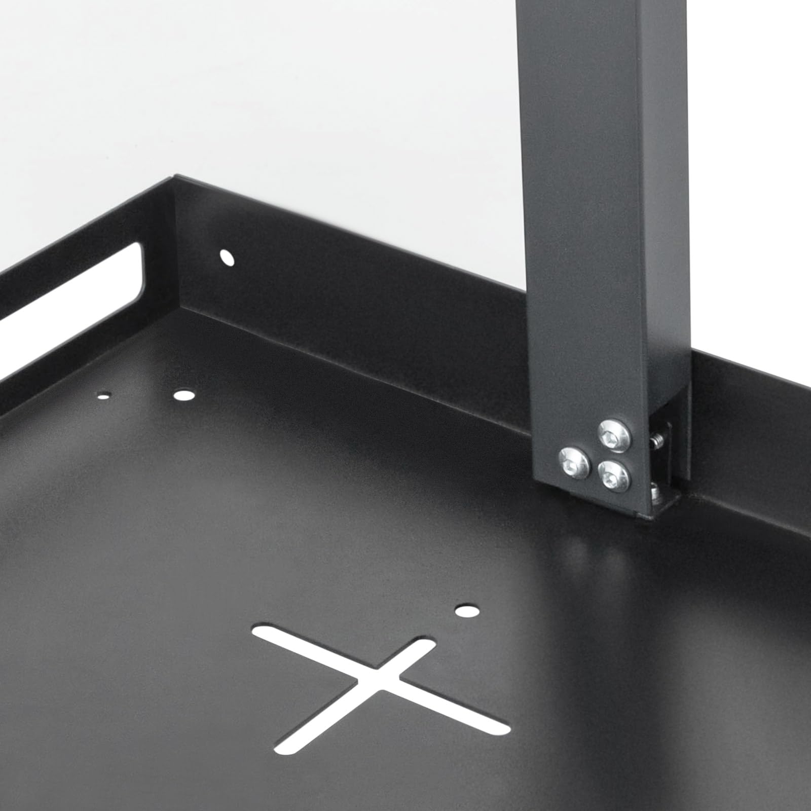 Supporto universale per proiettore da soffitto con vassoio 35 x 22 cm, altezza regolabile 34 – 56 cm, portata fino a 14 kg, supporto per proiettore con guardrail (nero)