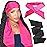 XTREND 2Pcs Satin Edge Scarves for Wig 58 Inch Women\'s Laying Scarf for Lace Wig Non Slip Hair Wrap Wigs Grip Band for Yoga, Makeup, Facial, Sport (1pc Pink+1pc Black)