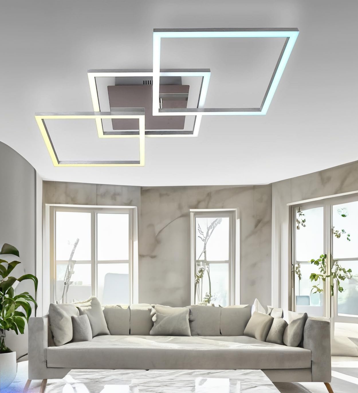 Arcadia Plafon Led Techo Moderno con Luz Cálida y Fría Regulable con Mando a Distancia y App - Lampara Dormitorio Salón Cocina Habitación Infantil Sala de Estar - 4500LM 82W 80 cm - Modelo Helios