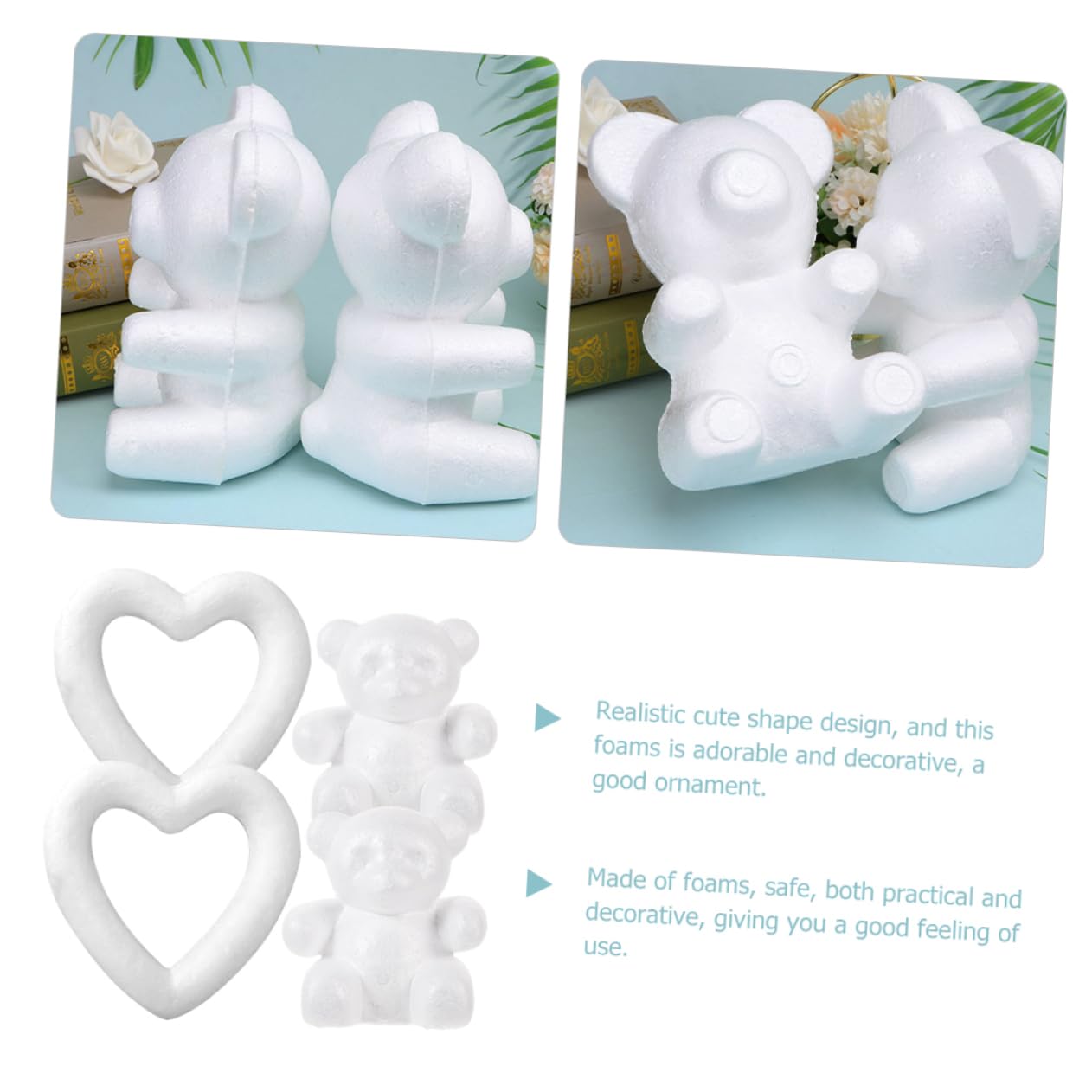 Artibetter 3 Sätze Schaummodell Bear Peach Heart Schaumstoffe Tragen Unvollendetes Schaumstoffhandwerk Klein Geformt Schaumform Tragen Bärenförmiges Handwerk Schäume Handwerk Weiß 4 Stück * 3