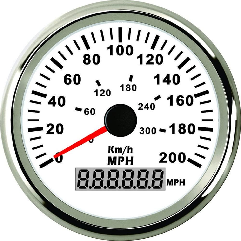 ELING GPS Speedometer Speedo 0-200MPH 0-300KM/H ODO for Auto Marine with Backlight 85mm 12V 24V
