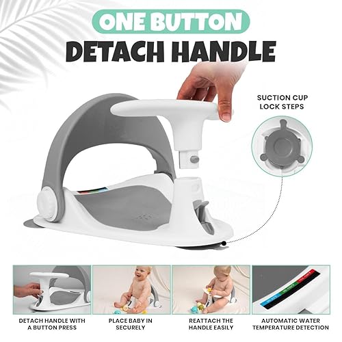 Miniatura 4 de Asiento de baño de bebé para bebés de 6 meses en adelante sentados  Asiento de baño antideslizante con ventosas de seguridad y alerta de