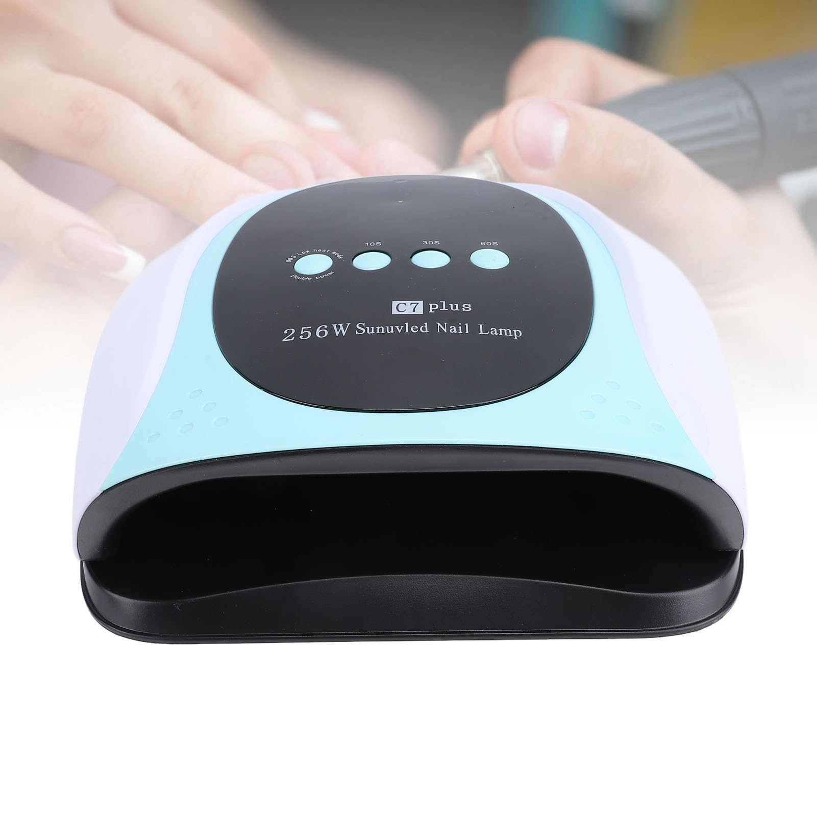 Secador de uñas de 256 W, lámpara LED U v con 3 configuraciones de temporizador, fuente de luz dual de secado rápido, luz de uñas con mango portátil con guantes de