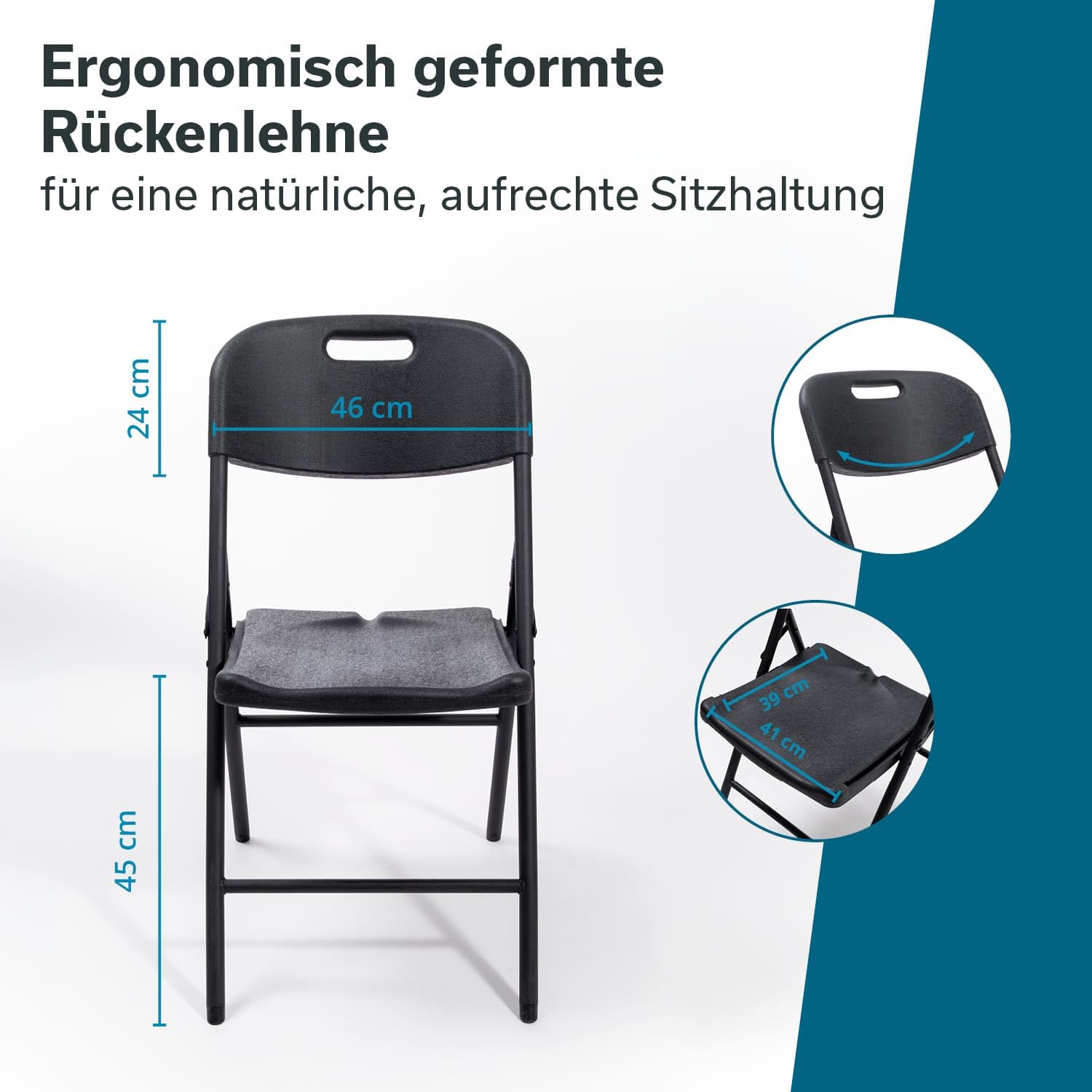 Skandika Klappstuhl MASI | Klappbarer Stuhl, 2er / 4er Set, 4 kg leicht, belastbar bis 150kg, wetterfest, Aufbau ohne Werkzeug | Campingstuhl klappbar, faltbar, für Camping (Schwarz | 2er-Set)