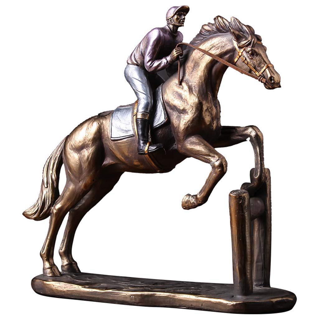 Mankvis Home Decoration Horse Racing Statue, Resin Crafts Retro European Horse Racing Model Office Living Room Decorations