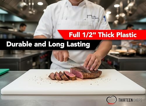 Miniatura 5 de Tabla de cortar de plástico comercial, NSF - 18 x 12 x 0.5 pulgadas, Blanco
