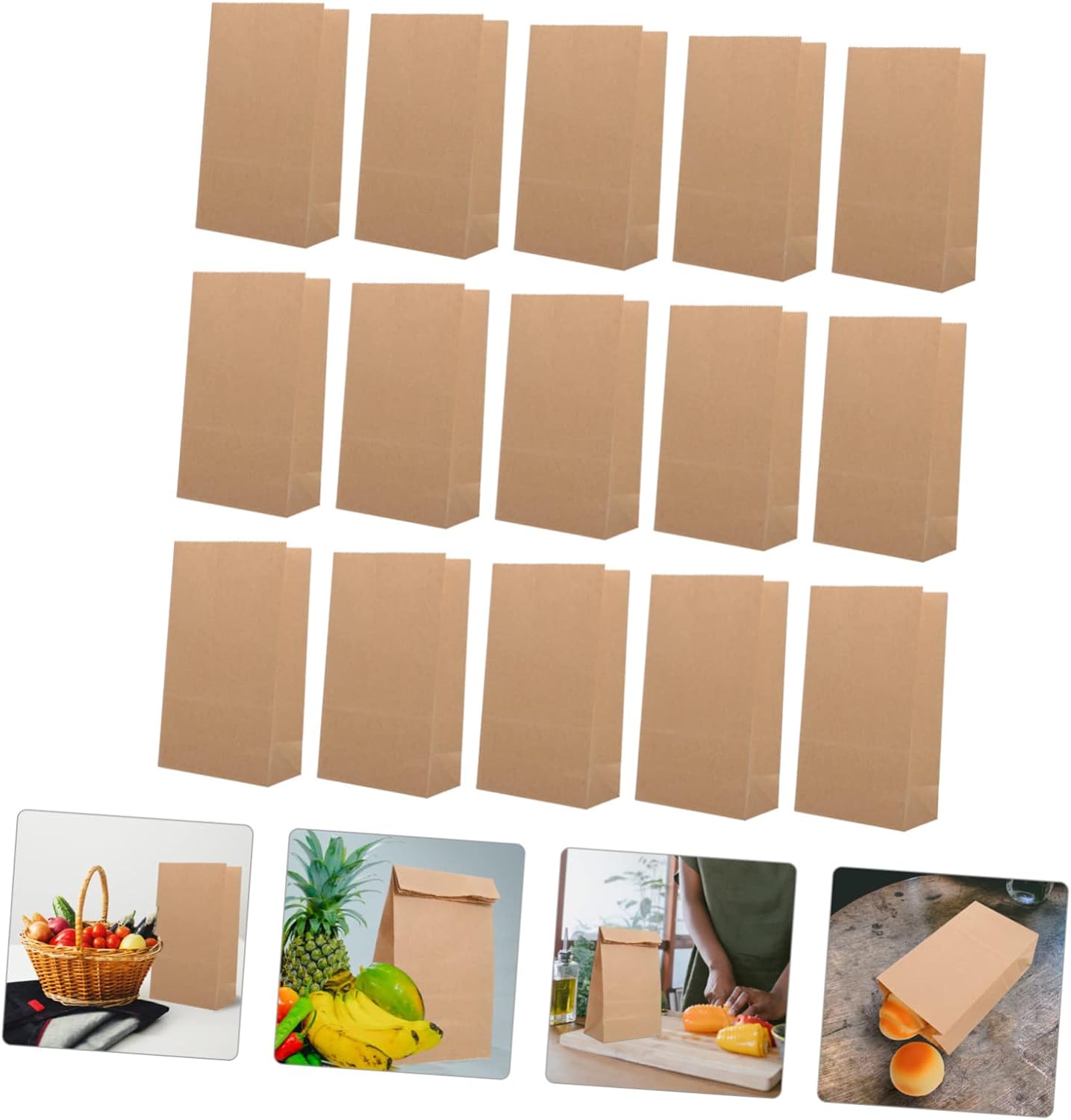 100pcs Multi-function Paper Bags for Cookies Treats Baked Goods Kraft Bakery Packaging for Parties Take-out Orders