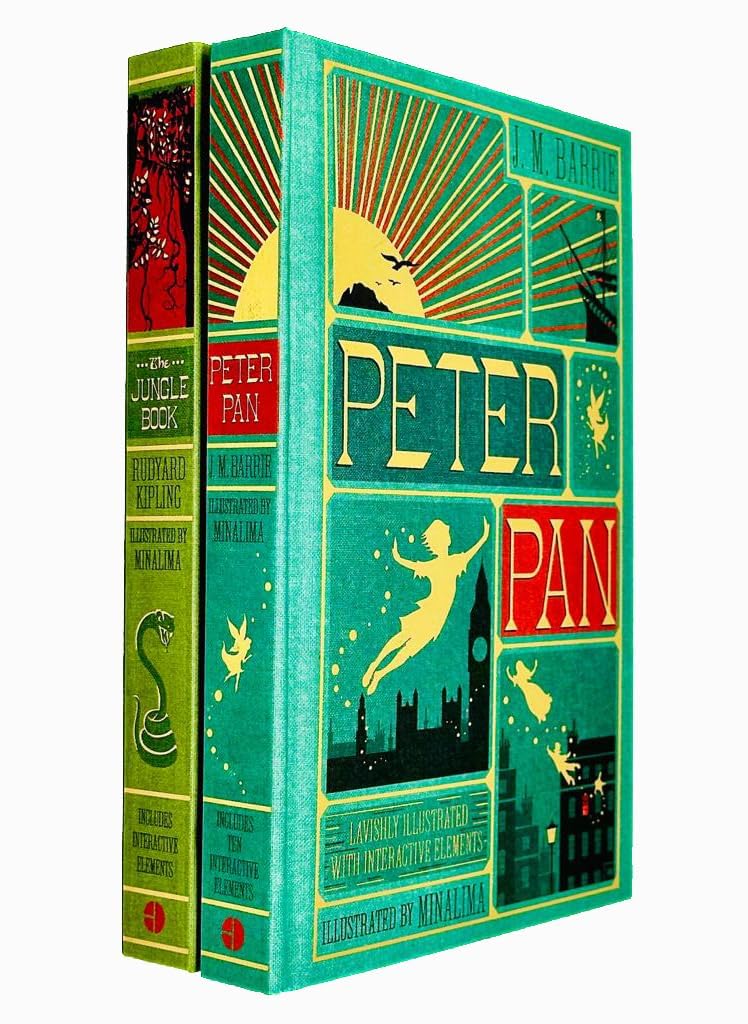 The Jungle Book By Rudyard Kipling, Peter Pan By J. M Barrie (Minalima Edition) 2 Books Collection Set