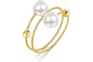 Handmade Gold and Pearl Double Laps Adjustable Open Ring: A Timeless Accessory for Any Occasion