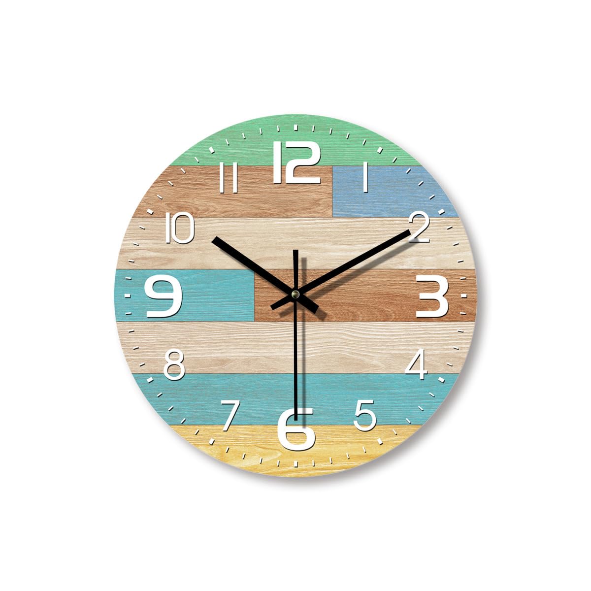Jauhmui Orologio da parete rotondo al quarzo, in legno, 35,5 cm, per soggiorno e ufficio (05)