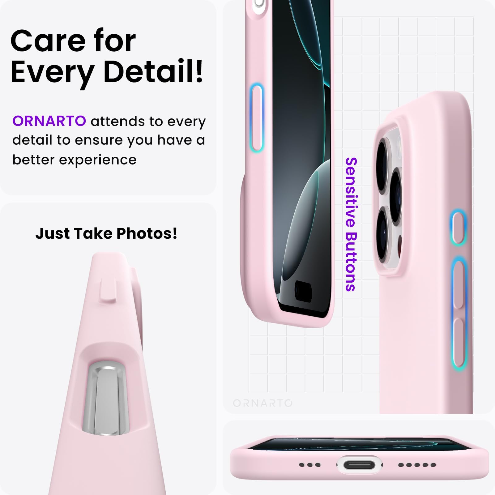 新品未使用 familiar iPhone 16 Pro用ケース ピンク Amazon.com: ORNARTO Compatible with iPhone 16 Pro Case 6.3