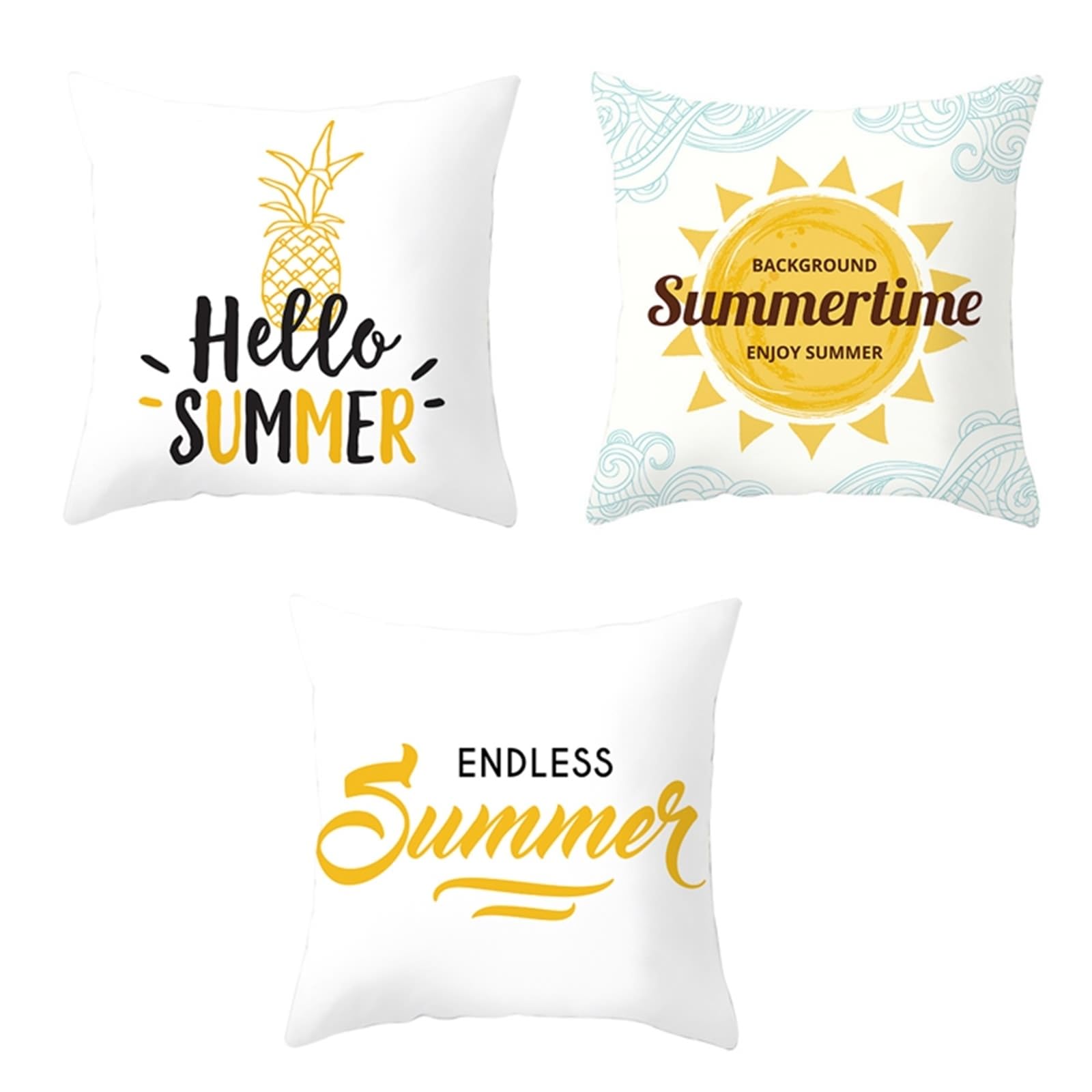Coussin de canapé déco lot de 3 housses jaunes et noires pour salon cosy