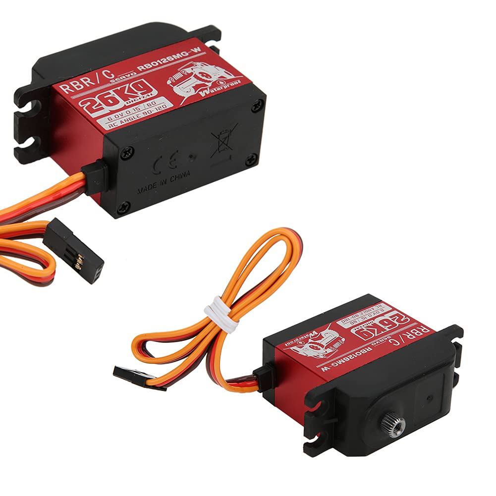 Servo Digital de Engranajes metálicos de Alto par de 26 kg para Robot RC de 1/8 y 1/10, Coche, Barco y Oruga. (RB0126MG-W Waterproof)