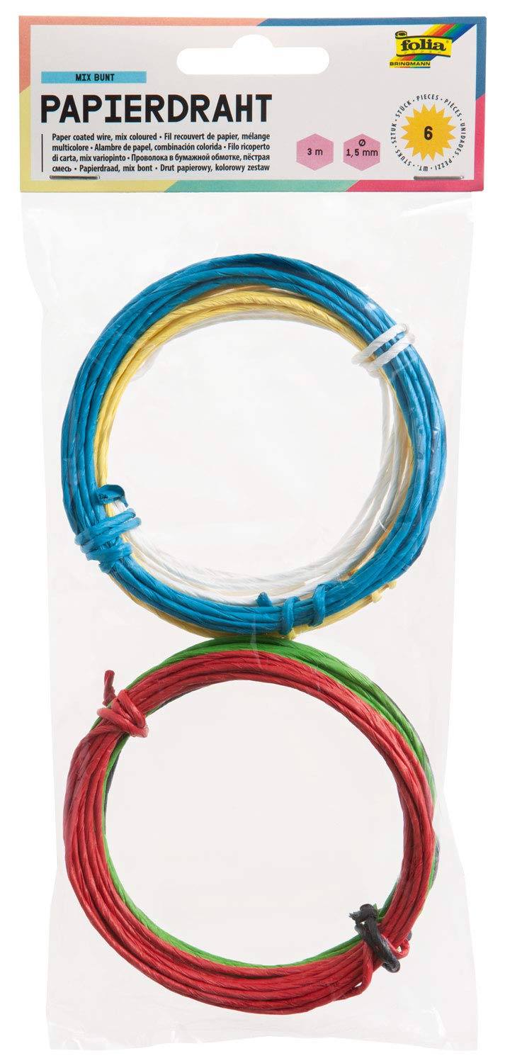 folia 79809 - Paper Wire 1.5 mm x 3 m Assorted in 6 Colours