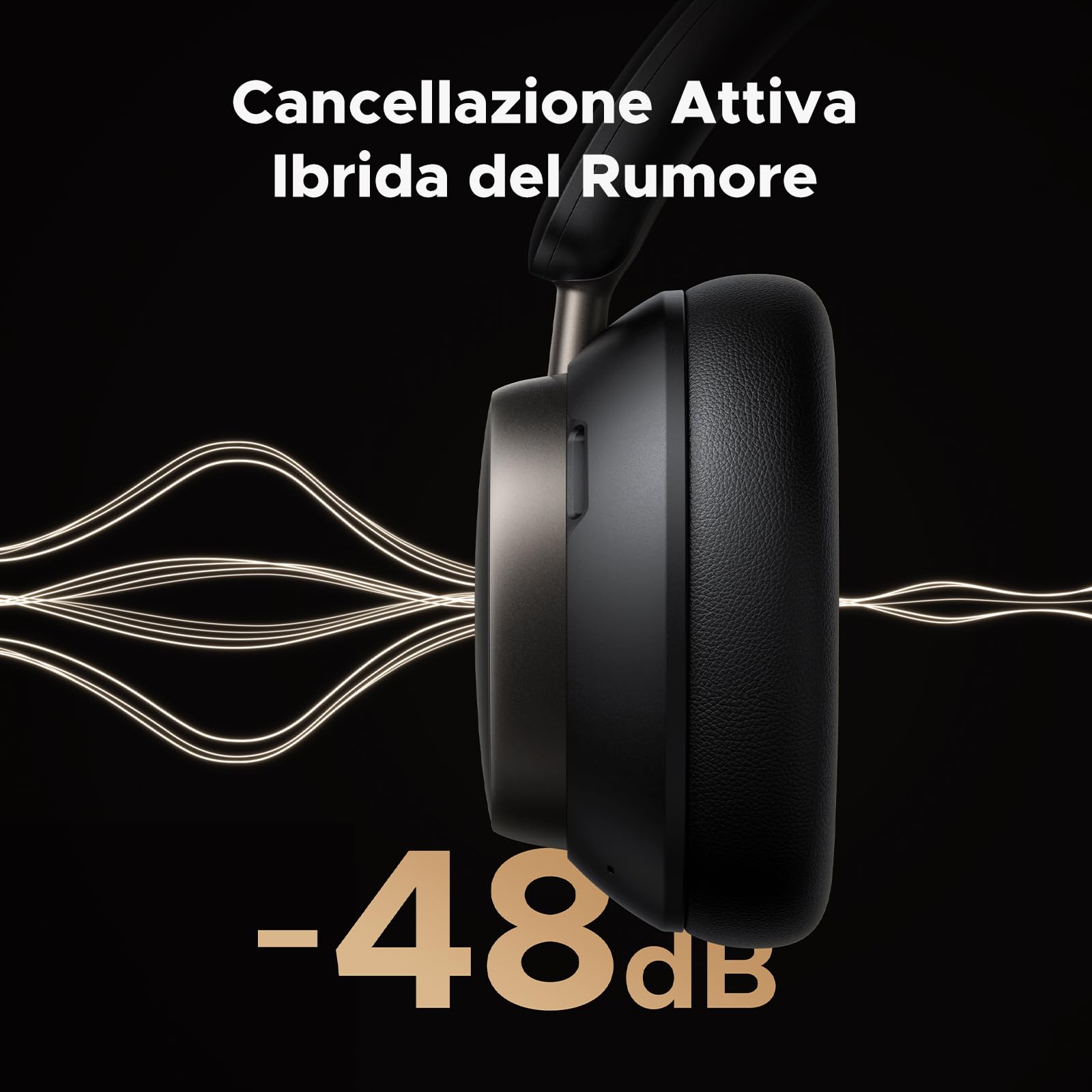 UGREEN Studio Pro Cuffie Bluetooth Over-ear ANC Adattiva 48dB Hi res | Cuffie Bluetooth Cancellazione Attiva del Rumore Ibrida Adattiva 48dB Bluetooth 6.0 120 Ore Audio Spaziale Equalizzatore Nero