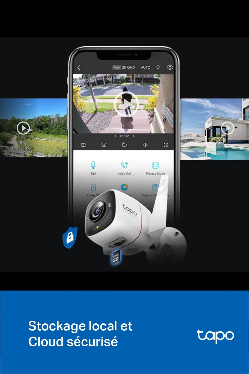 Tapo C325WB Caméra de Surveillance WiFi extérieure 2K, Vision Nocturne ColorPro, Objectif à Super Ouverture, détection IA, détection de Mouvement, IP66, Notification d'alarme, Audio bidirectionnel