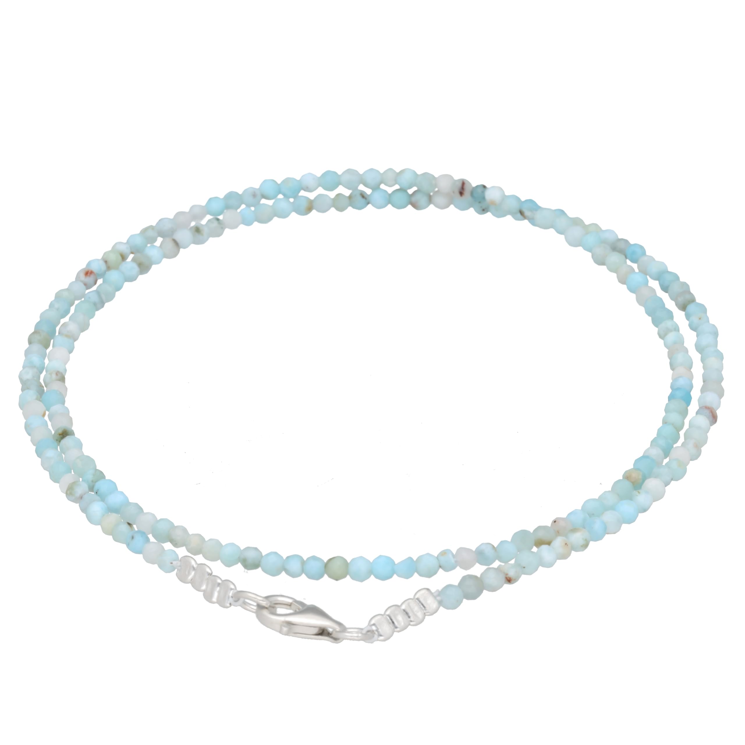 Collana in pietra naturale 2 mm sfaccettata con chiusura in argento 925