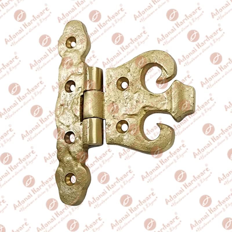 Miniatura 3 de Adonai Hardware Addon Brass - Bisagras en T de gabinete vintage resistentes (paquete de 2 unidades, latón satinado) para puertas de granero,