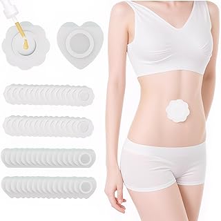 60Pack Castor Oil Belly Button Patch,Heart & Plum Blossom Belly Button Patch Cover for Castor Oil,Self Adhesive,Highly Absorbent & No-Wash.