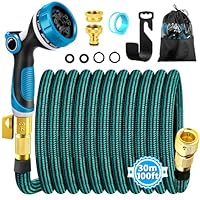 Gartenschlauch Flexibel 30M, Wasserschlauch Flexibler Gartenschlauch mit 3/4\&1/2\Verbinder aus Messing, Flexschlauch Garten Schlauch mit 10-Funktionsdüse Brause, Dehnbarer Gartenschläuche Hose