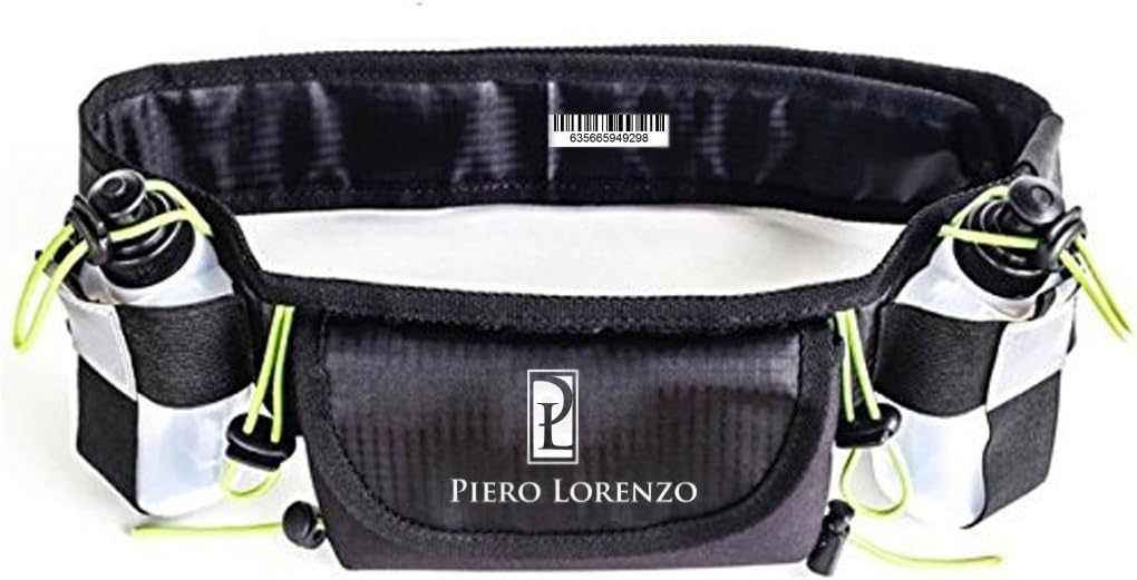 Hydration Belt for Running - 2 Water Bottles (BPA-Free, Leak Proof), Adjustable Fit, Pocket Fits Smartphones, Bounce Free for Running, Walking, Hiking, Cycling, Sports, Exercise and Gifts for Runners