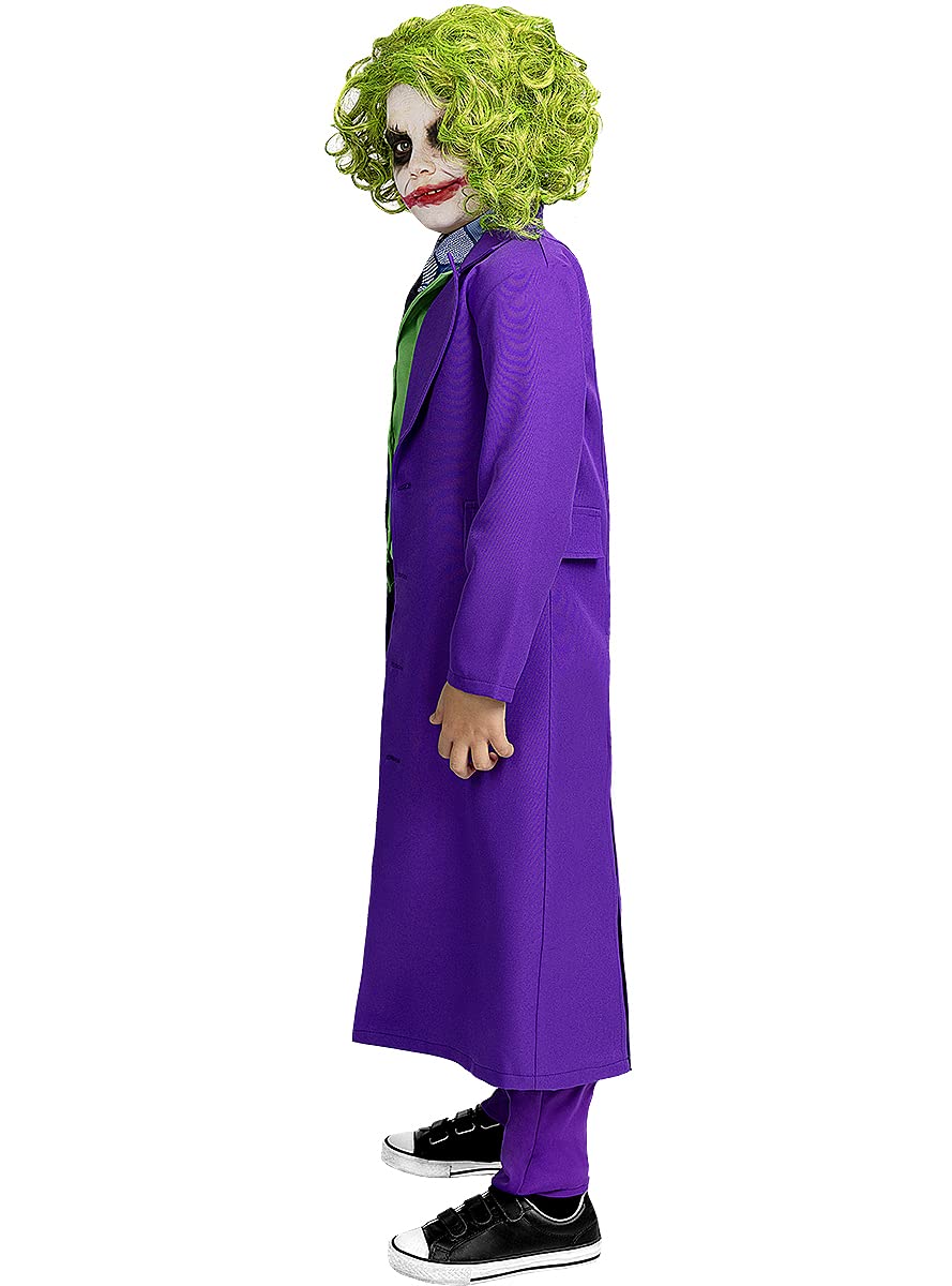 Disfraz De Joker Para Niño Con Abrigo, Camisa, Chaleco, Pantalón A Rayas Y Corbata – Halloween Y Carnaval En Tallas S-XL