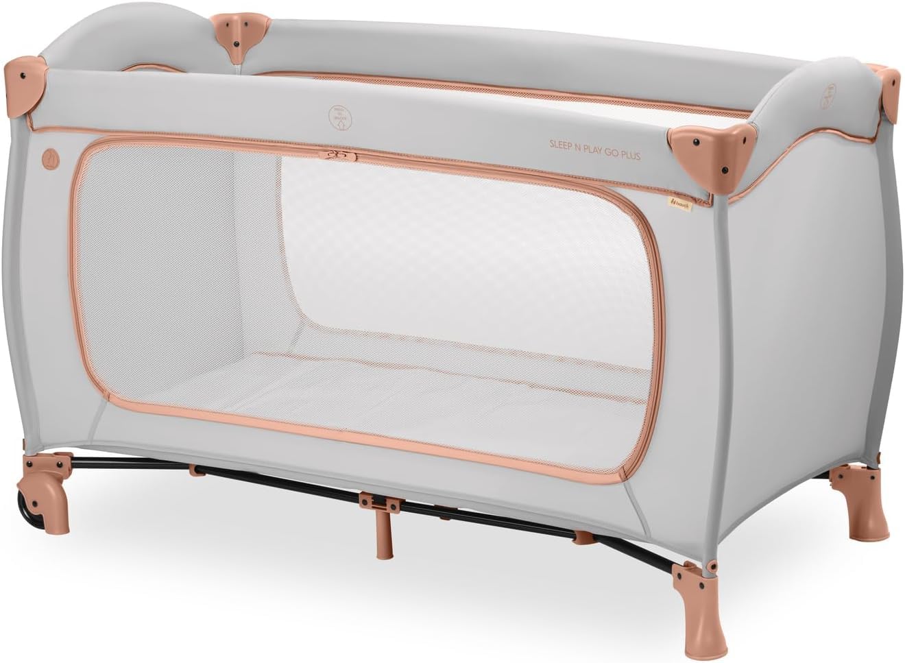 hauck Lit Parapluie avec Ouverture et Roues Sleep N Play Go Plus Dusty Cork | Pliage compact. sac de transport I De la naissance à 15 kg/3 ans, lit bébé et parc (sans matelas)