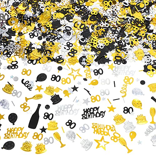 Hungdao 3000 Pcs Birthday Table Confetti Metallic Foil Sequins, 80th