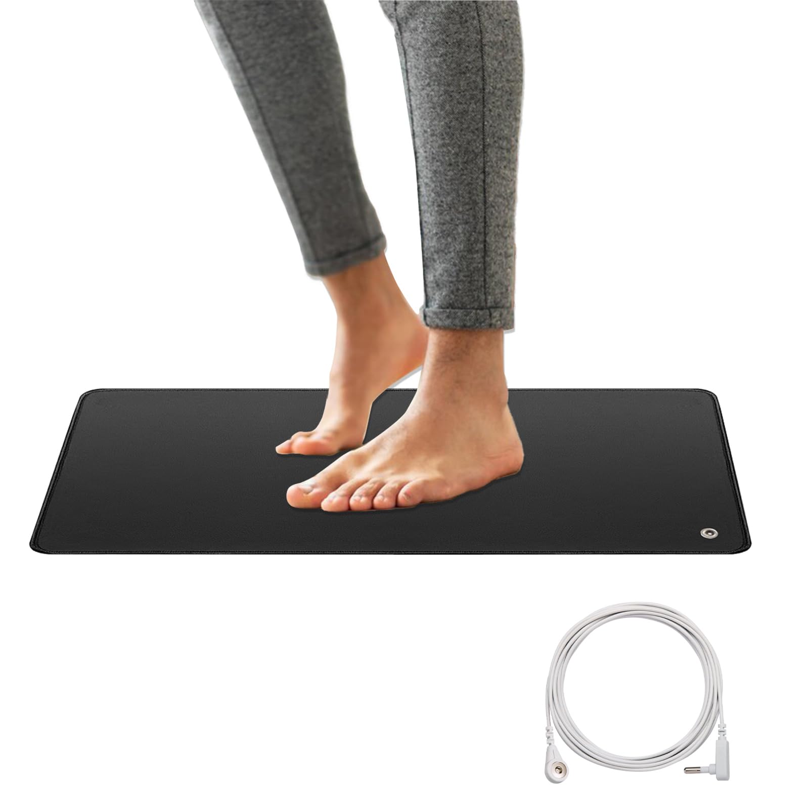 Grounding Mat Plus Grounding Cord. Grounded Foot Therapy，Grounding Desk Mat,Grounding Keyboard Mat to Protect The Body, Improve Energy.Relieve Pain,Sleep Assist.(11.6X39 in)