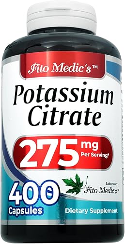Laboratorio Citrato de potasio 400 cápsulas 275 mg Suplemento de potasio Potasio Extracto de concentrado Pastillas de potasio Ultra alta