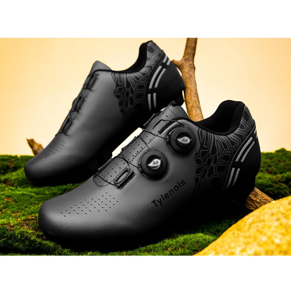 ENEN Scarpe MTB Uomo, Scarpe da Ciclismo Uomo, Scarpe Spinning Donna, Scarpe MTB SPD, Scarpe Mountain Bike Compatibili con Pedali SPD 2 Bulloni con Tacchette, Blu Nero Grigio Rosa Scarpe Bici