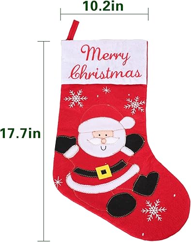 Miniatura 2 de Surblue Paquete de 3 medias navideñas de dibujos animados de 17.7 pulgadas, calcetines rústicos de Papá Noel, decoración clásica para decoración