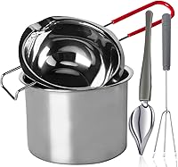Goging Stainless Steel Double Boiler Melting Pot 450/900ml, Heat-Resistant Handle for Chocolate Butter Cheese Candle Making