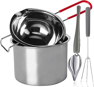 Goging Stainless Steel Double Boiler Melting Pot 450ML+900ML - Heat-Resistant Handle for Chocolate Butter Cheese Candle Making