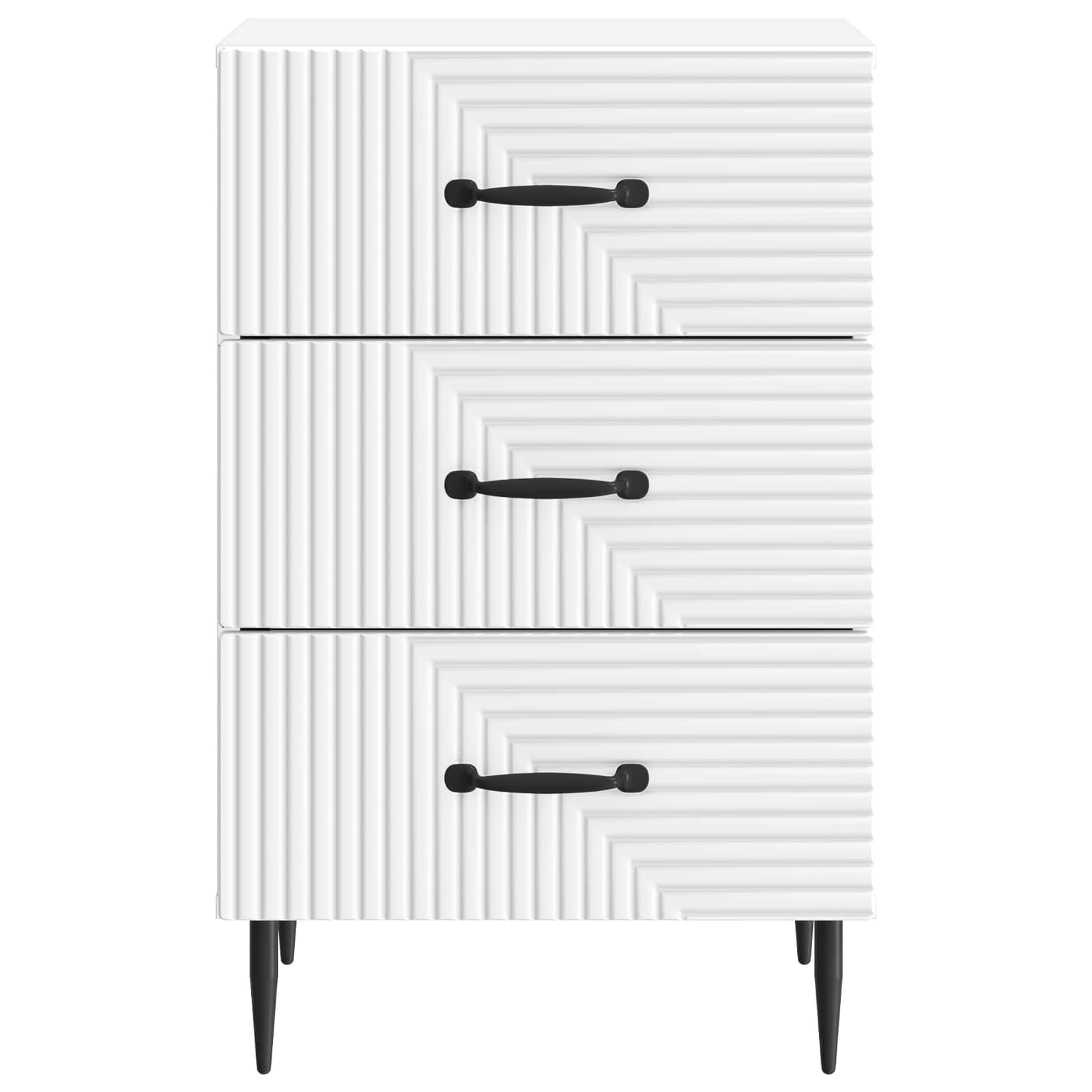 Mesita de noche con 3 cajones de madera blanca de 43 x 41 x 66,5 cm para dormitorio, salón, mesa auxiliar funcional con espacio de almacenamiento, diseño duradero, fácil montaje y