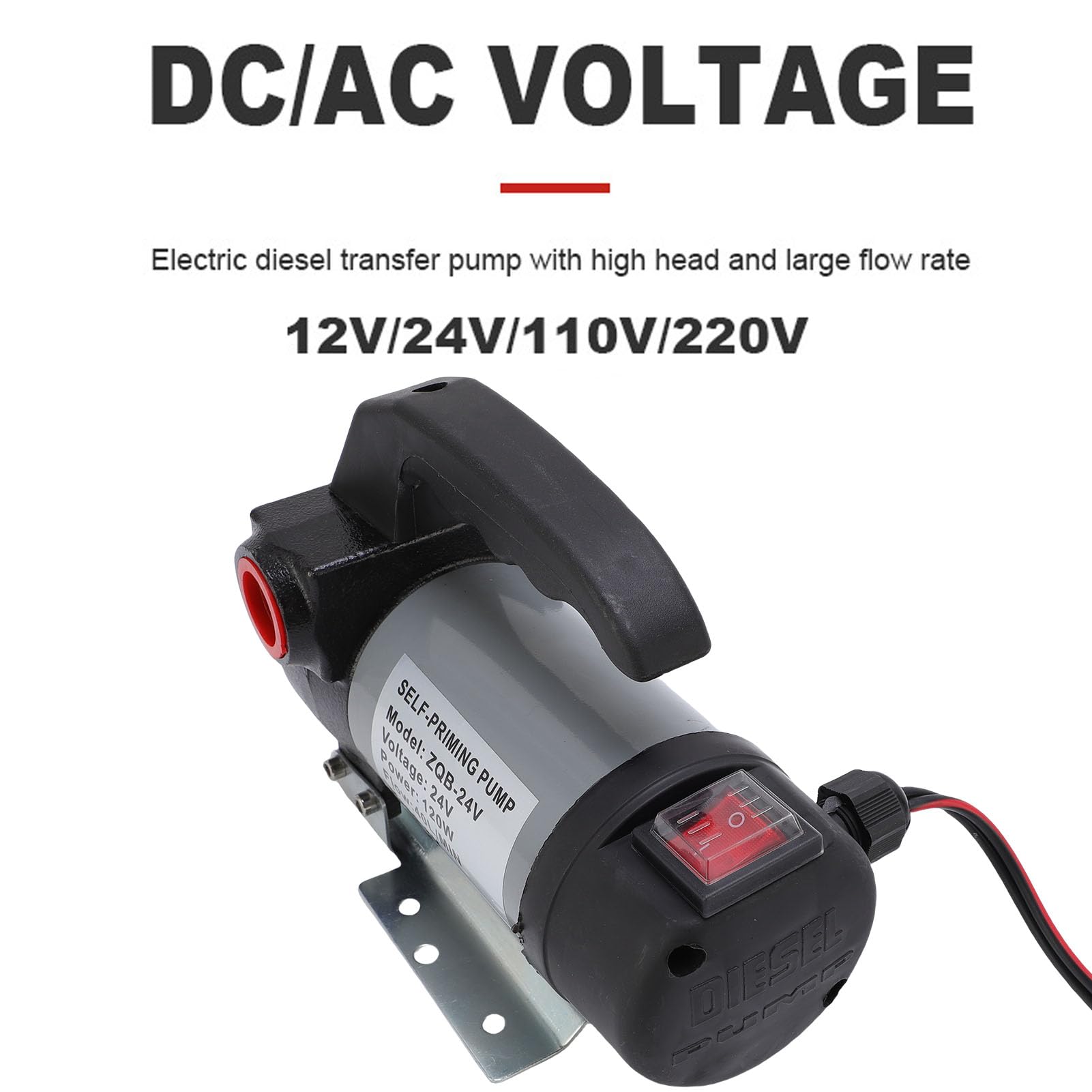 DC24V 120 W Pula Przenoszenia Paliwa Self Priming Paliwa Pompana 40 L/Min Silnik Miedziany Odpowiedni do Oleju Oleju Naftowej i Innych Olejków Pompowanie Pompowania ZQB-24V
