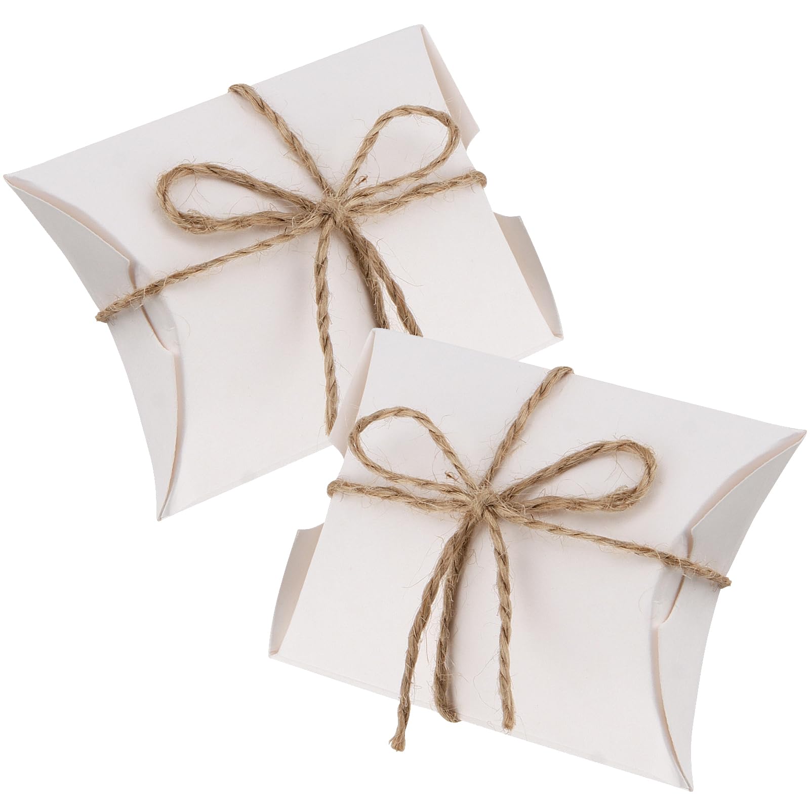 150 Weiße Kissenschachteln Mit Juteschnur – Geschenkboxen 9x6,5 Cm